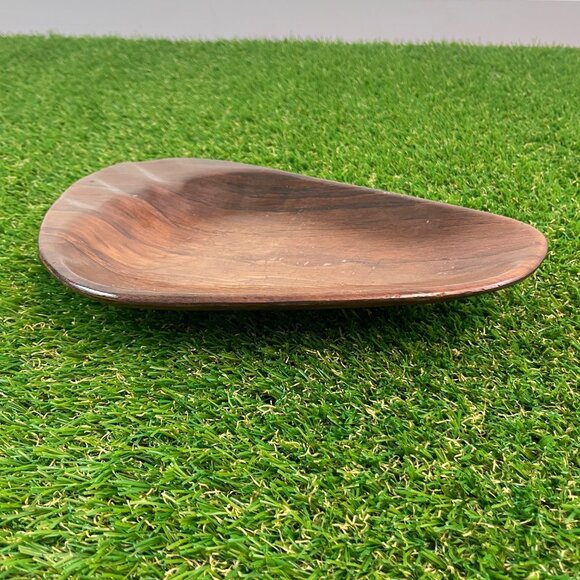 VTG Ashtray Wooden Boomerang Atomic MCM Weavewood Vtg Unbreakable Felt Bottom - Picture 1 of 10